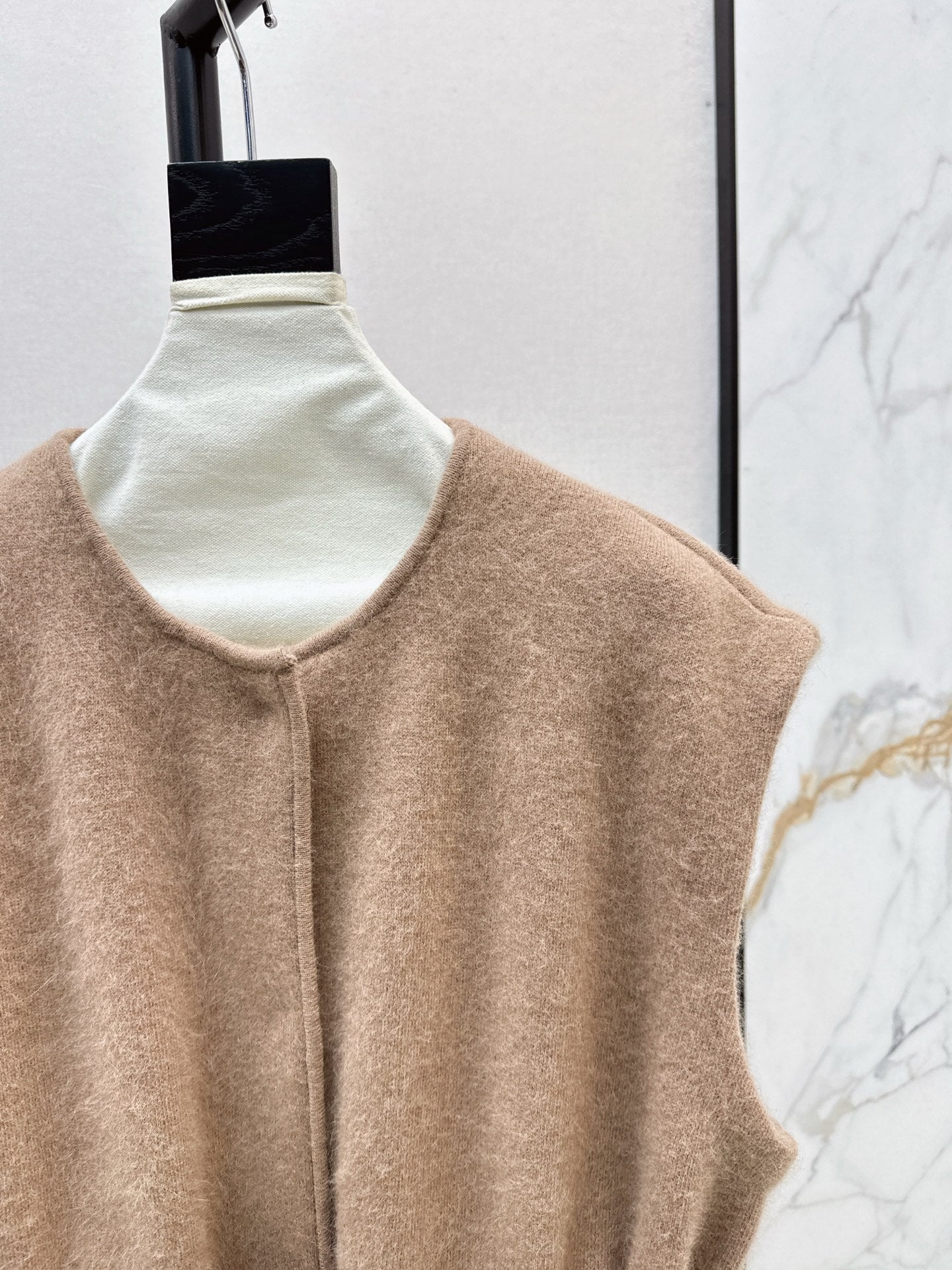 Rex rabbit fur collar pocket long vest coat