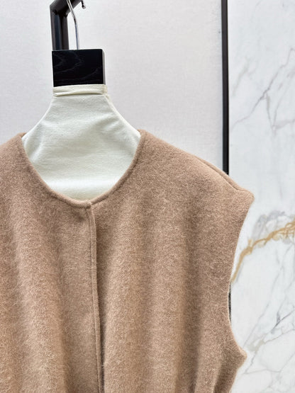 Rex rabbit fur collar pocket long vest coat