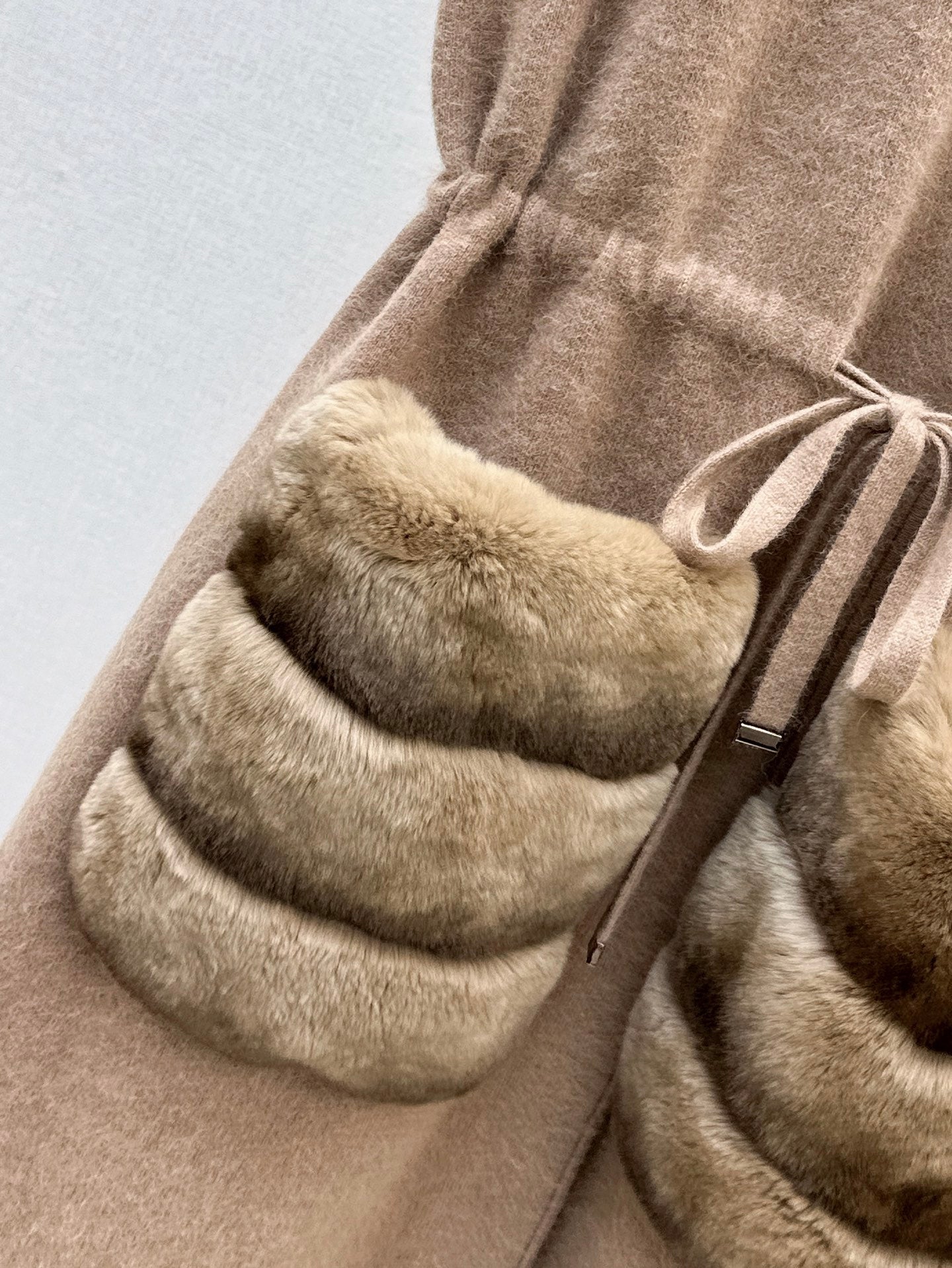 Rex rabbit fur collar pocket long vest coat