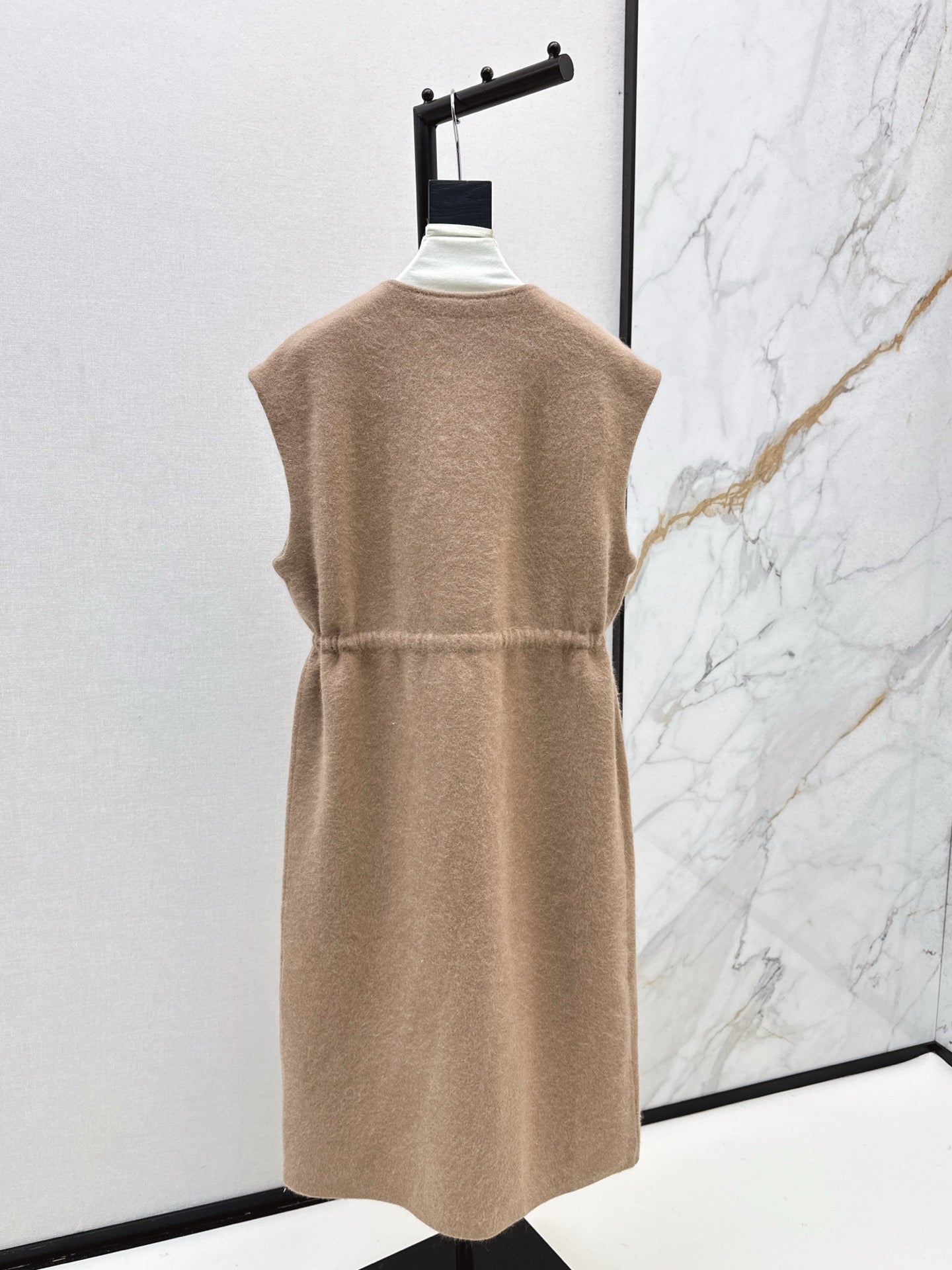 Rex rabbit fur collar pocket long vest coat