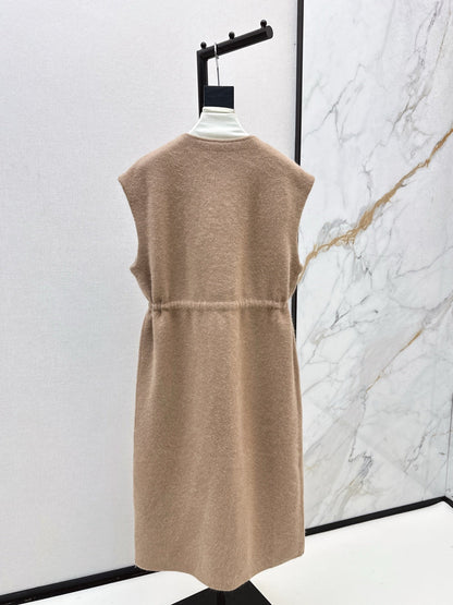 Rex rabbit fur collar pocket long vest coat