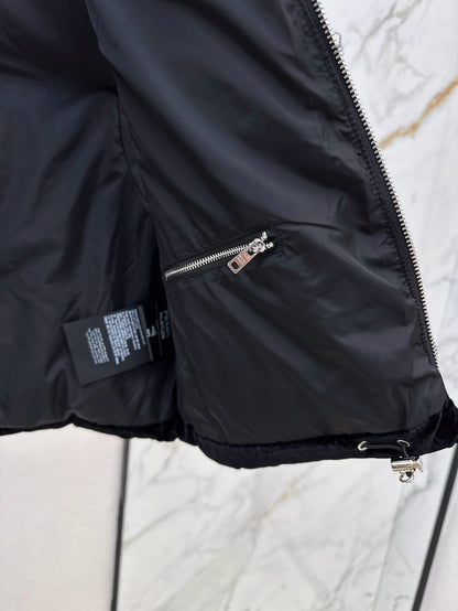 Stand collar velvet down vest