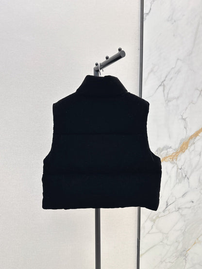 Stand collar velvet down vest