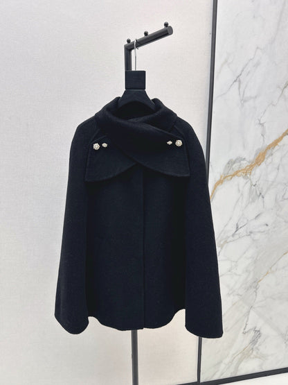 Double-faced wool cape coat