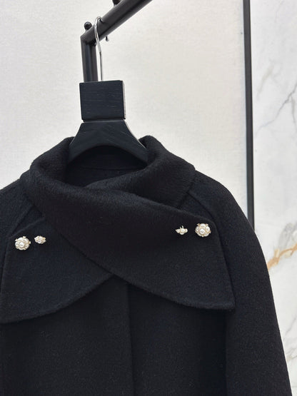 Double-faced wool cape coat