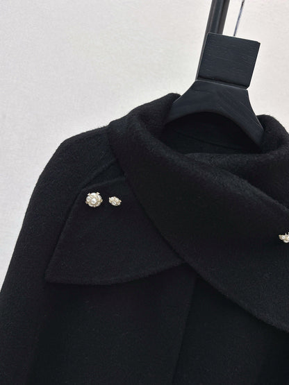 Double-faced wool cape coat