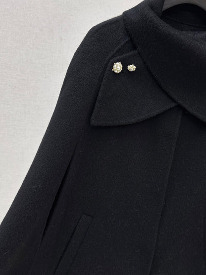 Double-faced wool cape coat