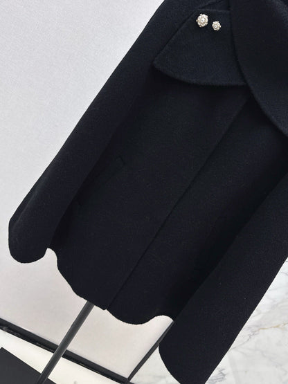 Double-faced wool cape coat