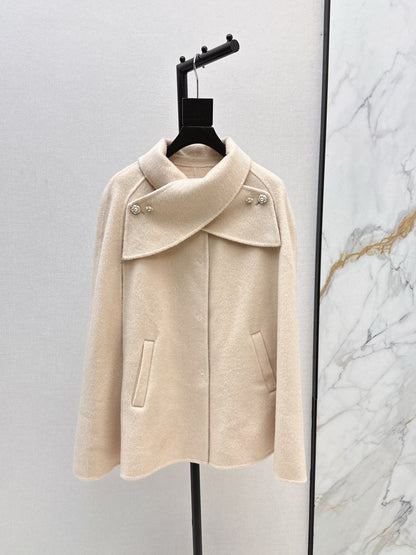 Double-faced wool cape coat