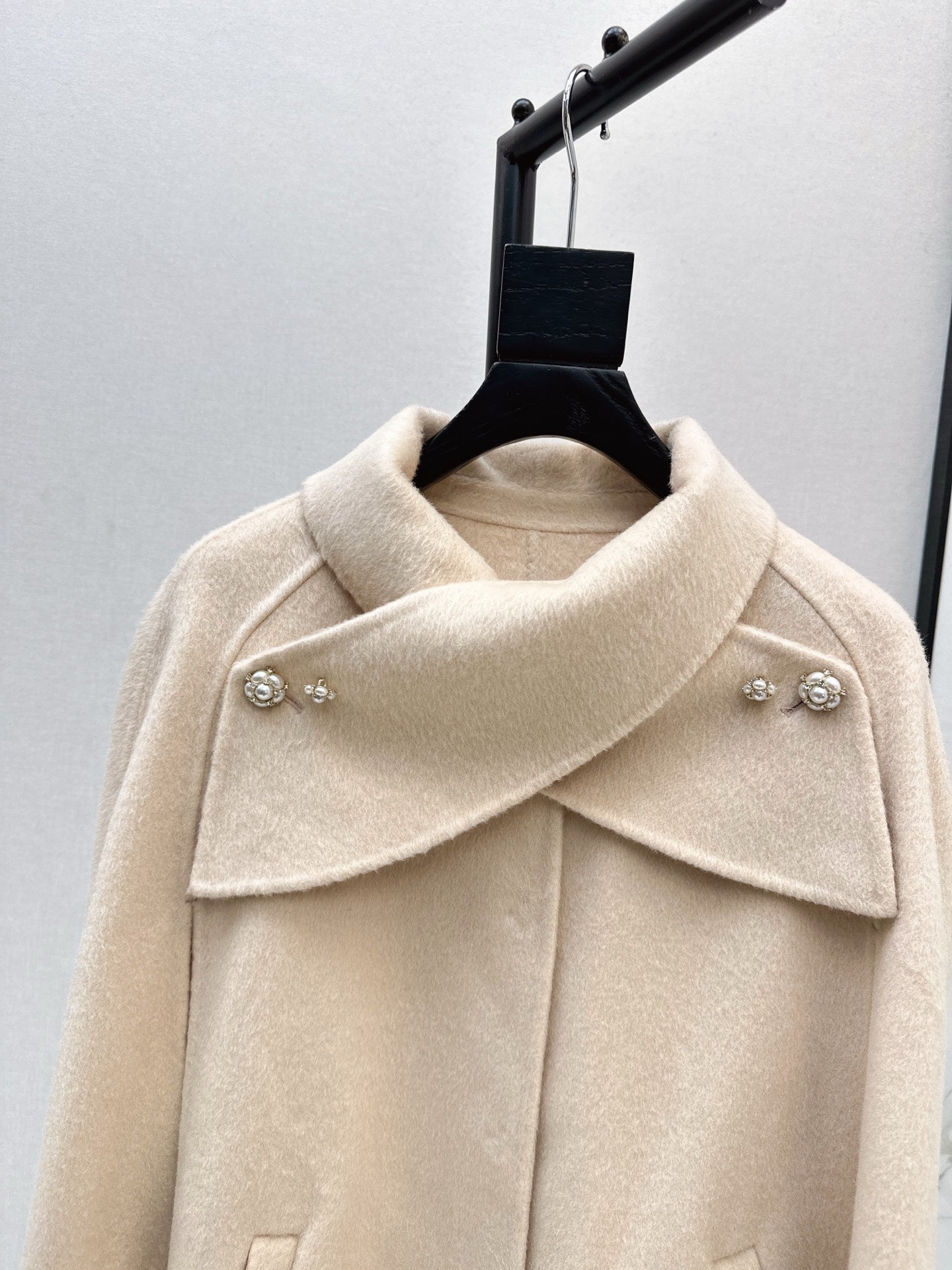 Double-faced wool cape coat