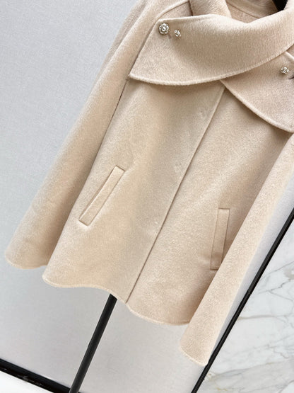 Double-faced wool cape coat