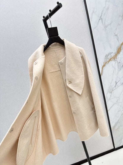 Double-faced wool cape coat