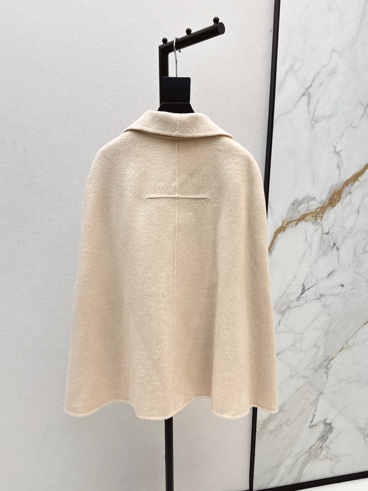 Double-faced wool cape coat