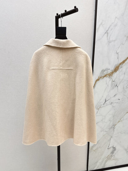 Double-faced wool cape coat