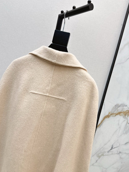 Double-faced wool cape coat
