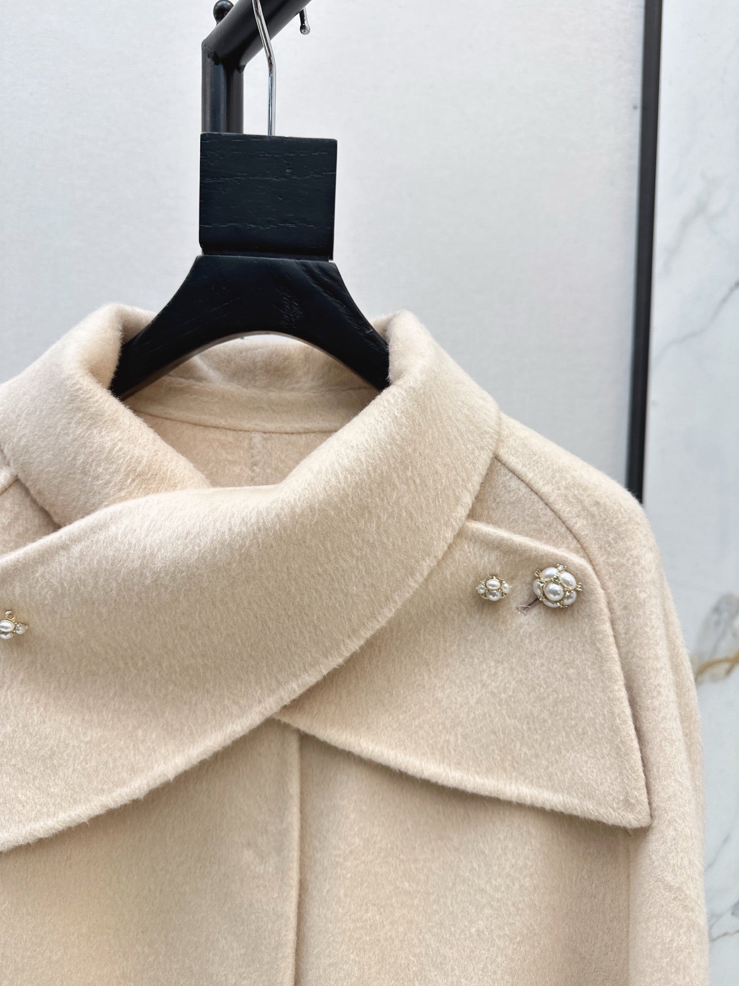 Double-faced wool cape coat