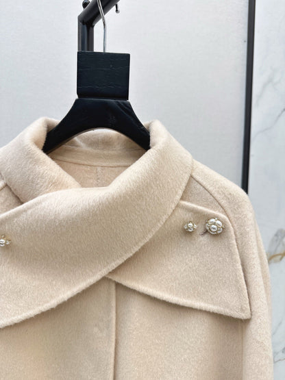 Double-faced wool cape coat