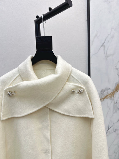 Double-faced wool cape coat