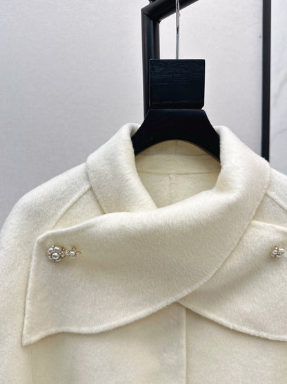 Double-faced wool cape coat