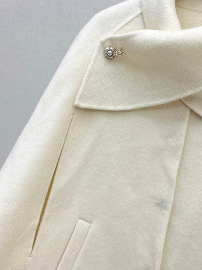 Double-faced wool cape coat