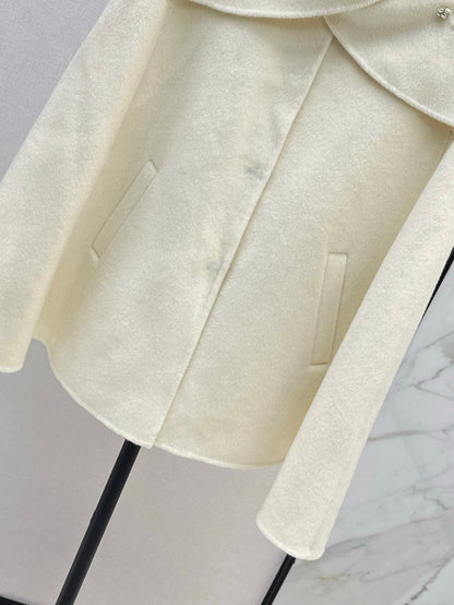 Double-faced wool cape coat