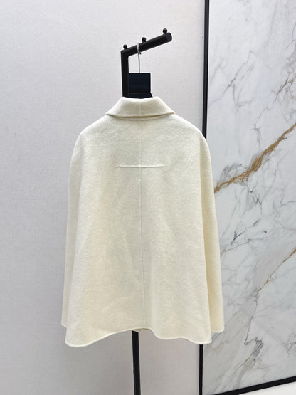 Double-faced wool cape coat