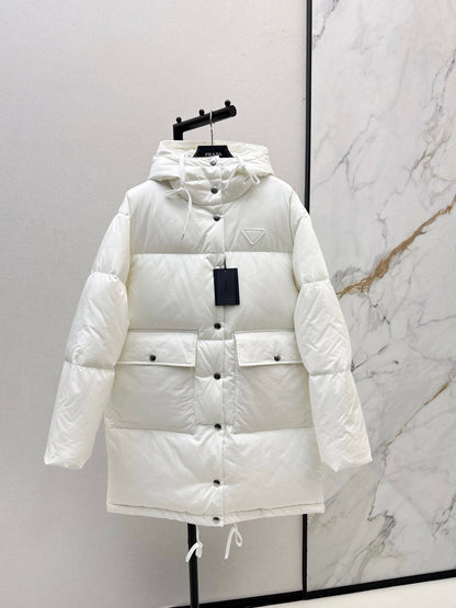 hooded long down jacket