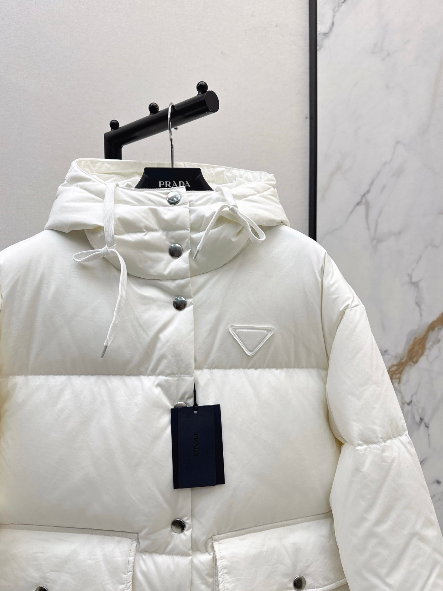 hooded long down jacket