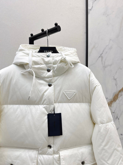 hooded long down jacket