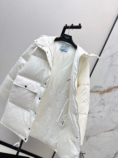 hooded long down jacket