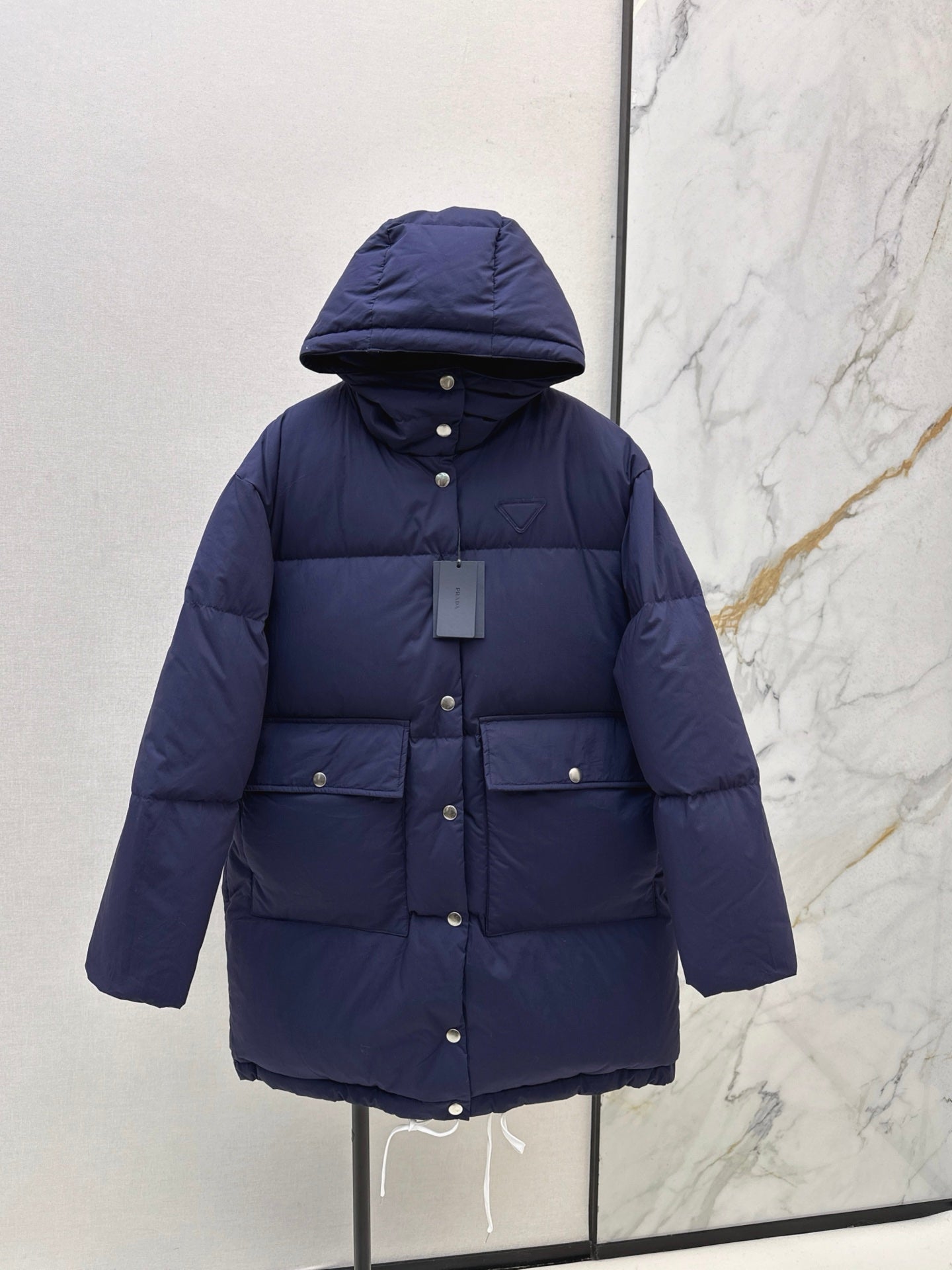 hooded long down jacket