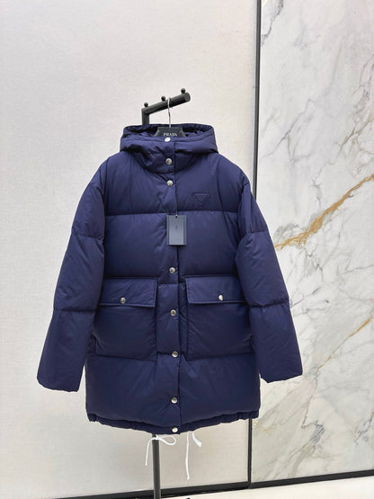 hooded long down jacket