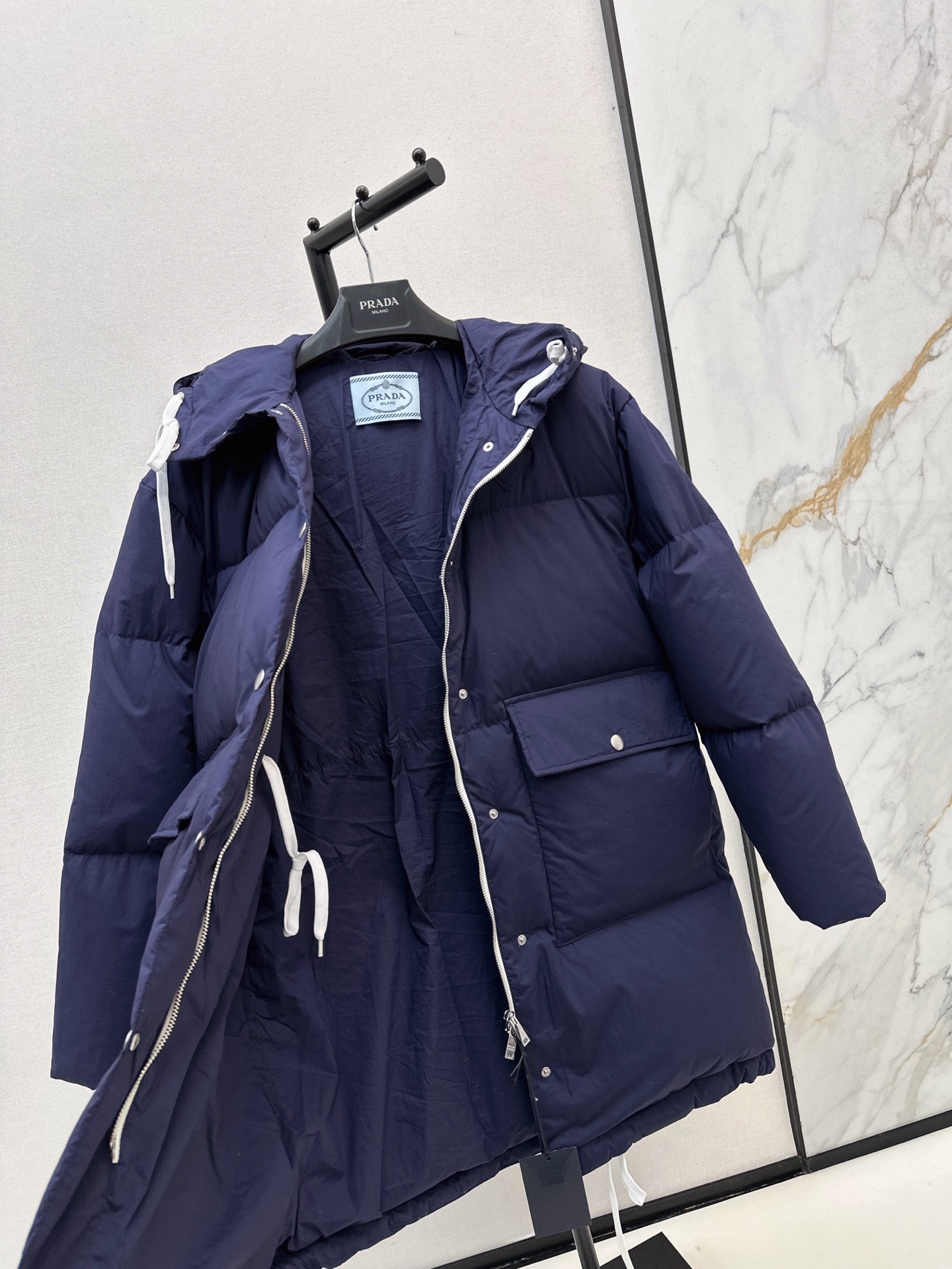 hooded long down jacket