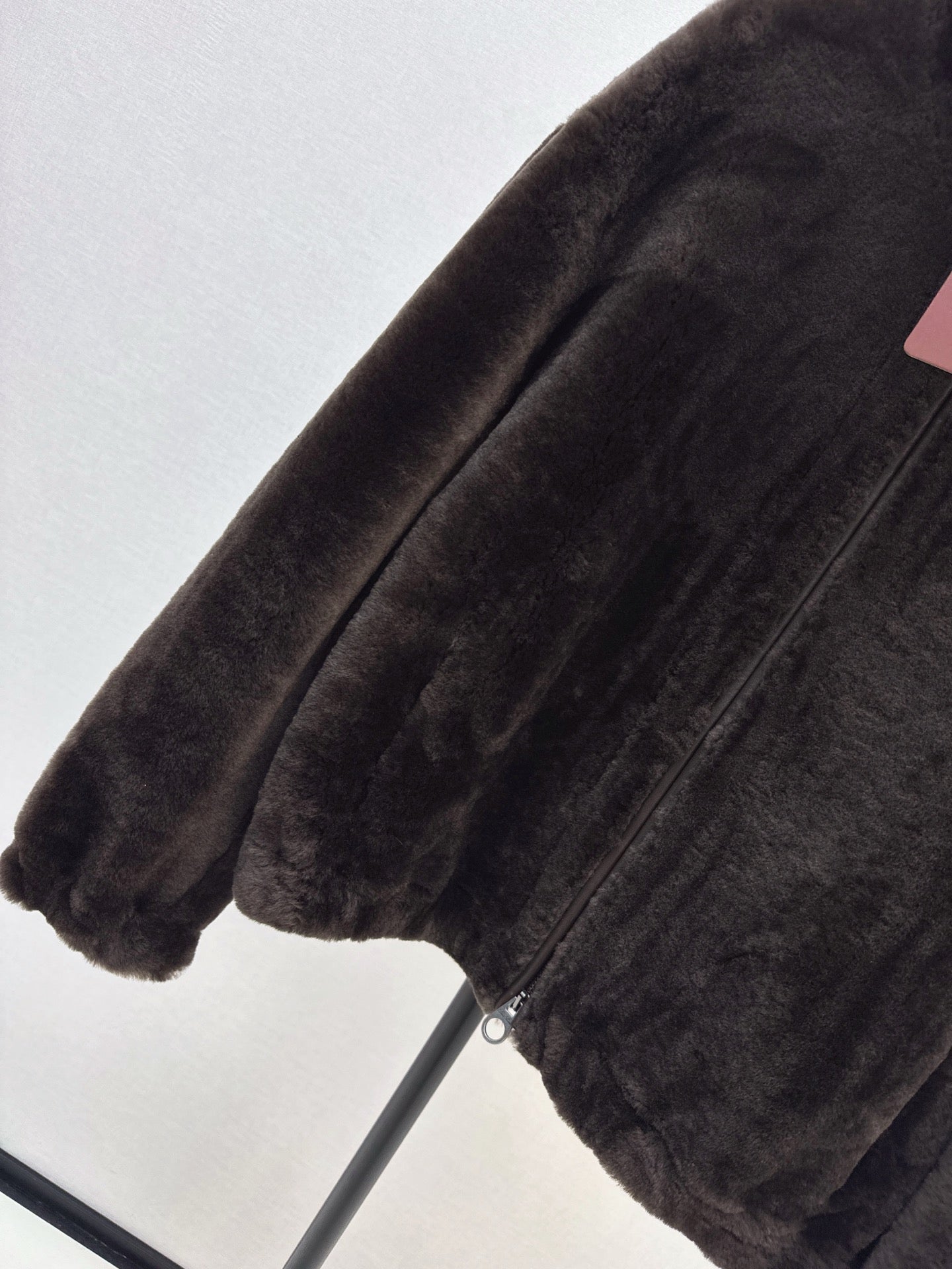 Fur coat with high collar