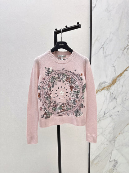 Floral embroidered cashmere sweater