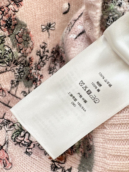 Floral embroidered cashmere sweater