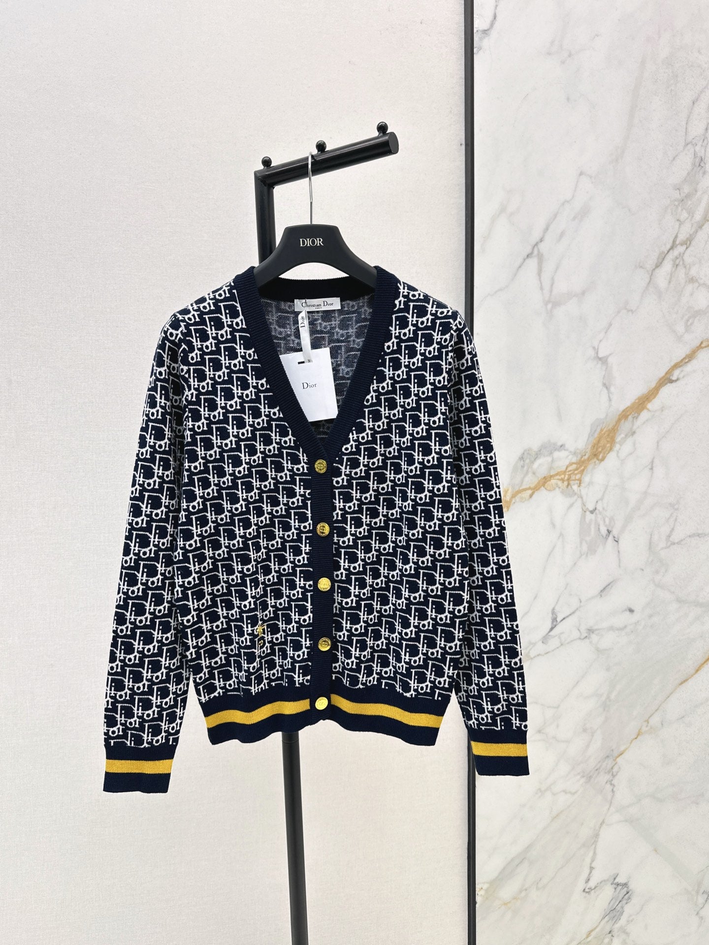 Classic monogram V-neck wool cardigan