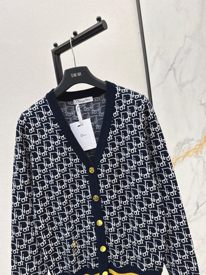 Classic monogram V-neck wool cardigan