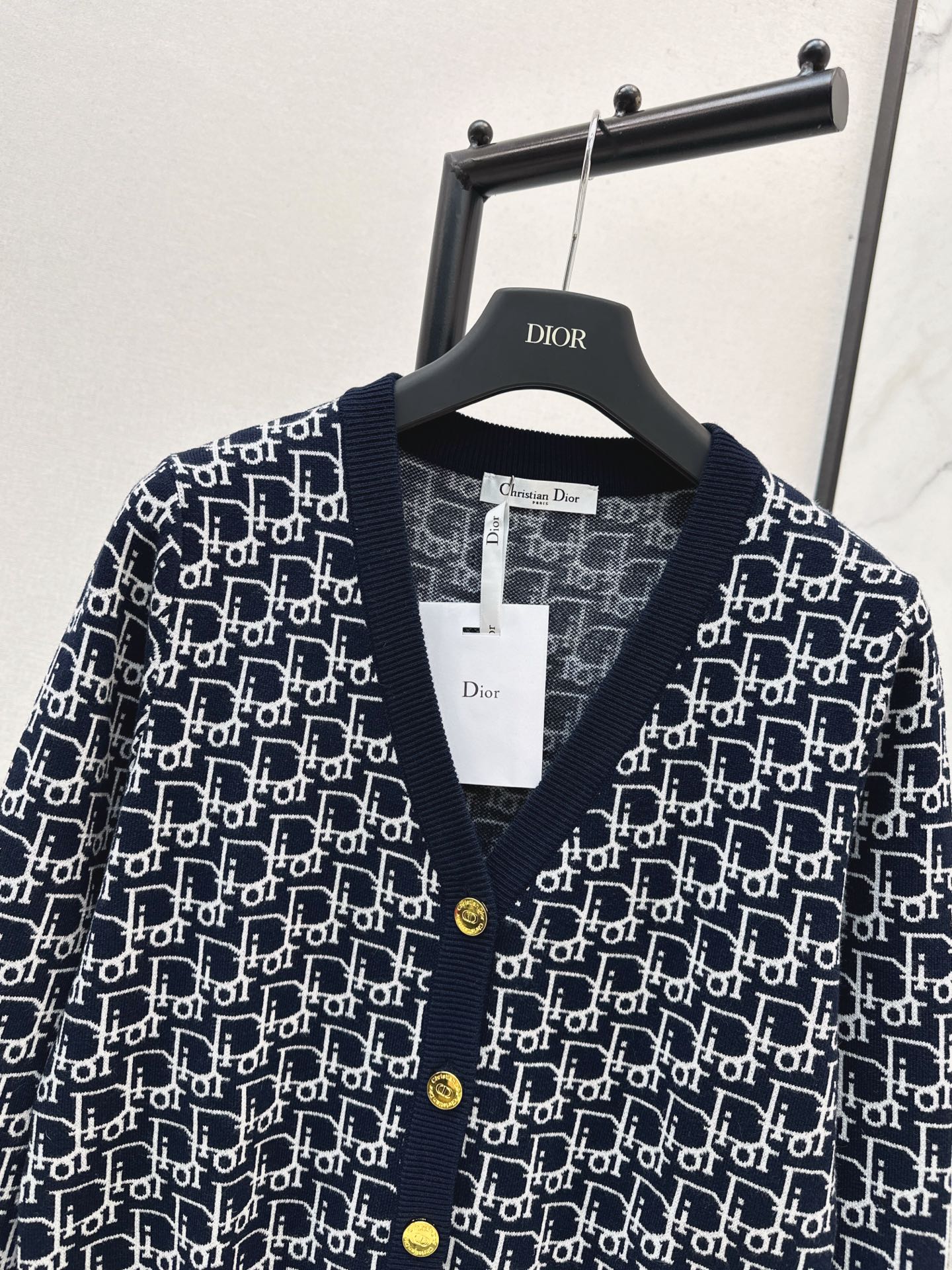 Classic monogram V-neck wool cardigan