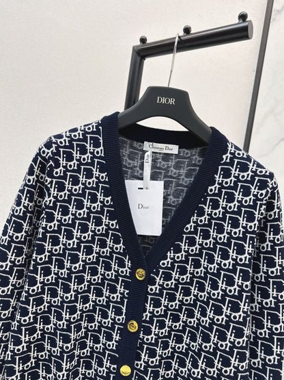 Classic monogram V-neck wool cardigan