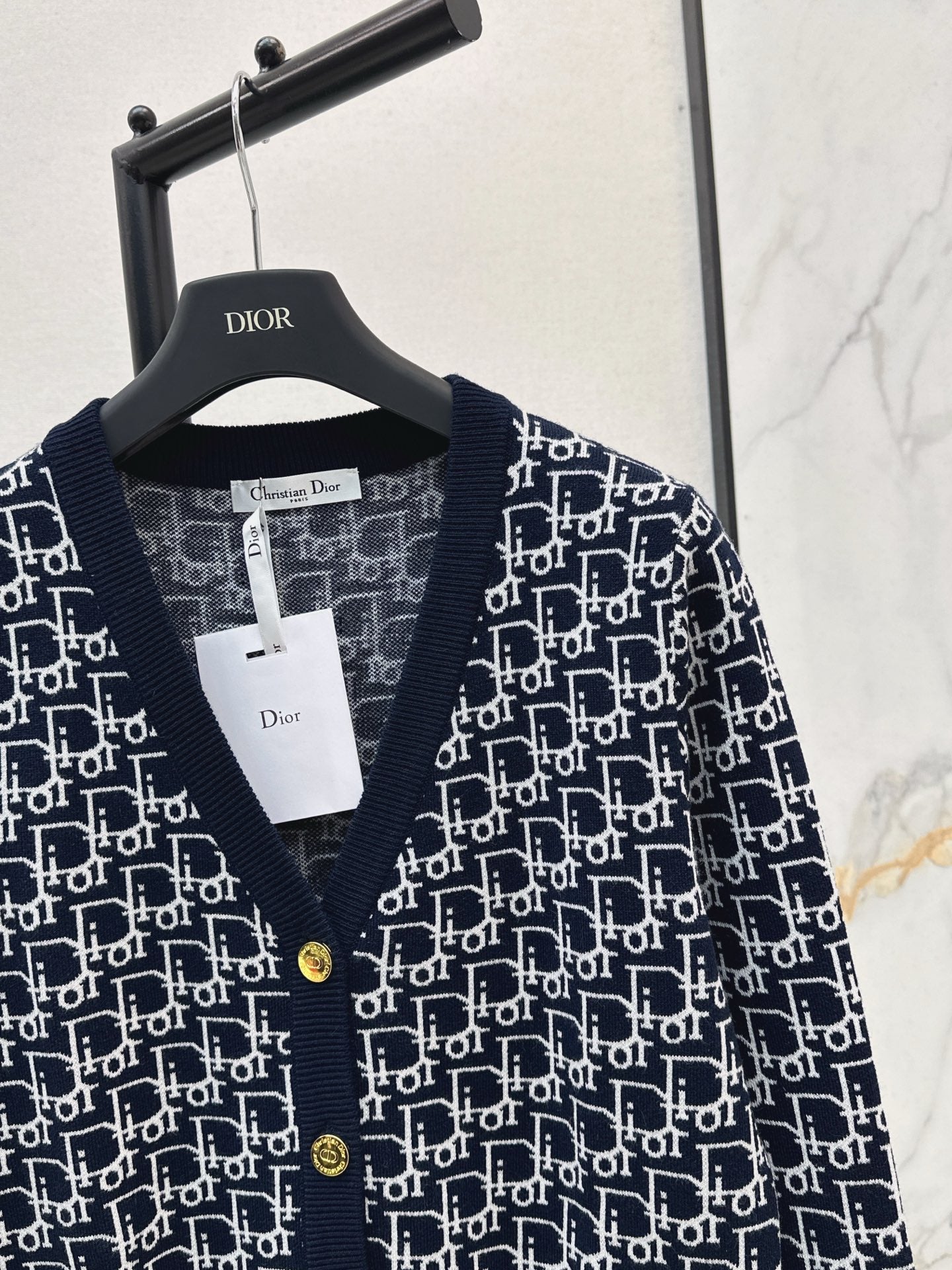 Classic monogram V-neck wool cardigan