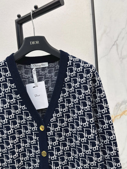 Classic monogram V-neck wool cardigan