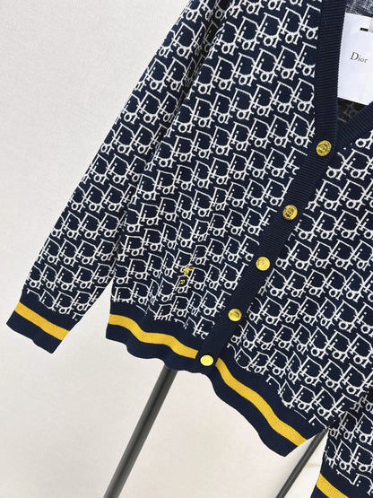 Classic monogram V-neck wool cardigan