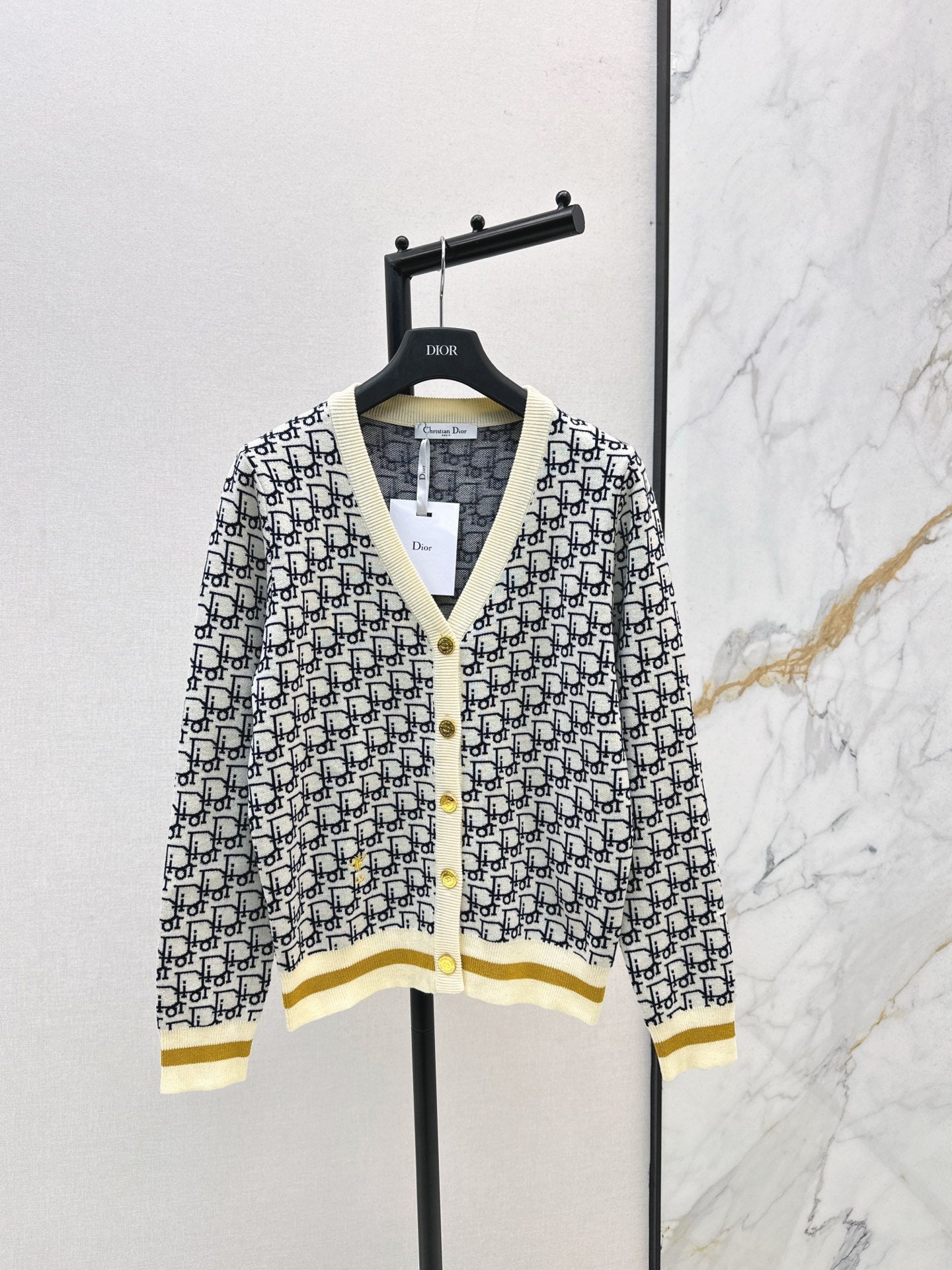 Classic monogram V-neck wool cardigan