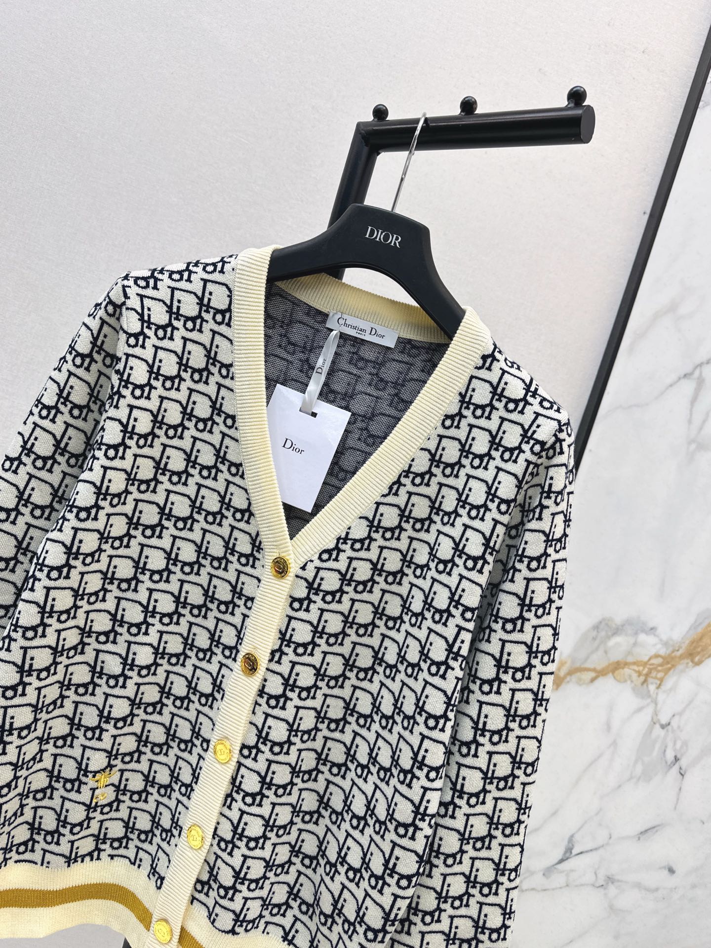 Classic monogram V-neck wool cardigan