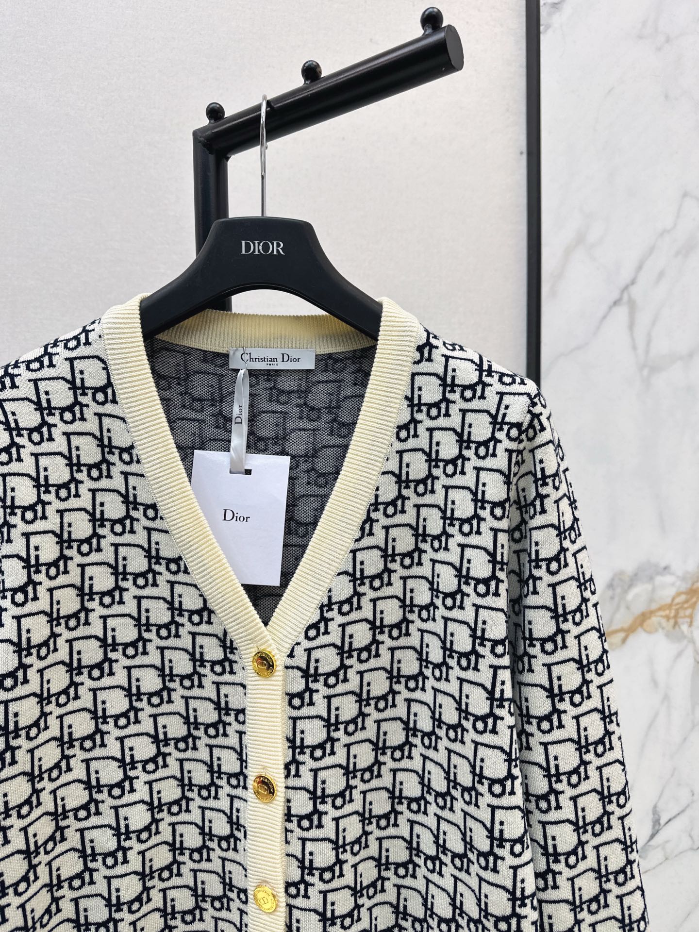 Classic monogram V-neck wool cardigan