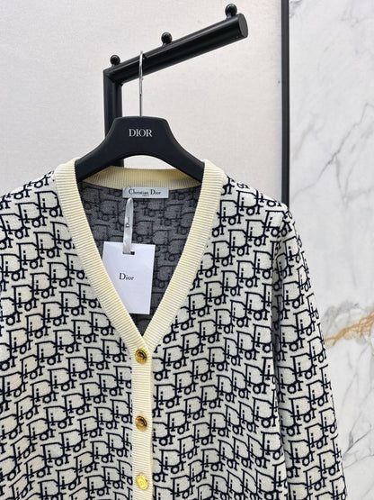 Classic monogram V-neck wool cardigan