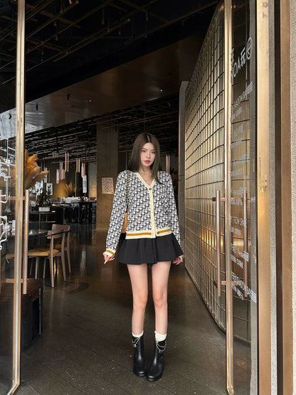 Classic monogram V-neck wool cardigan