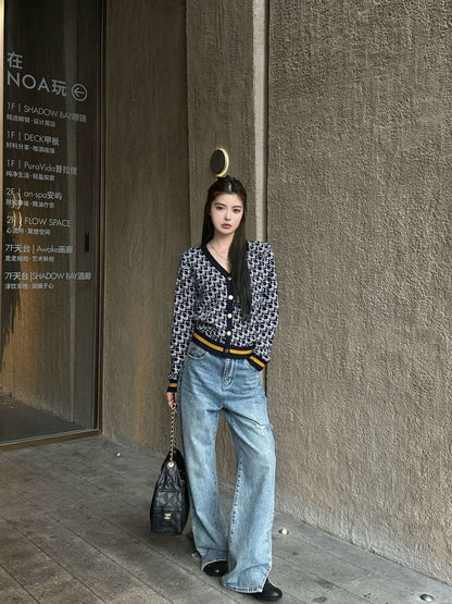 Classic monogram V-neck wool cardigan