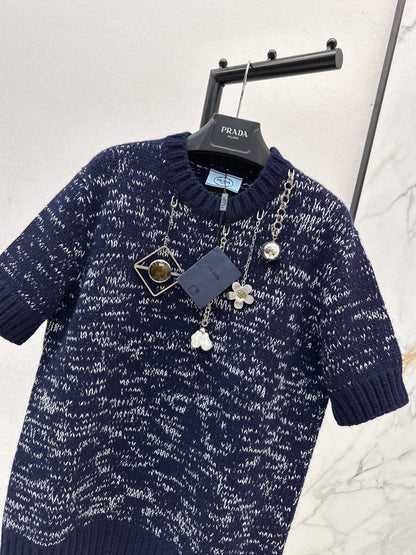 Chain Pendant Wool Short Sleeve